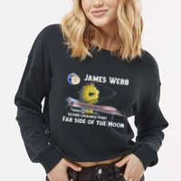 James Webb Space Telescope Moon Earth Second Lagrange Point Gift Cropped Pullover Crew