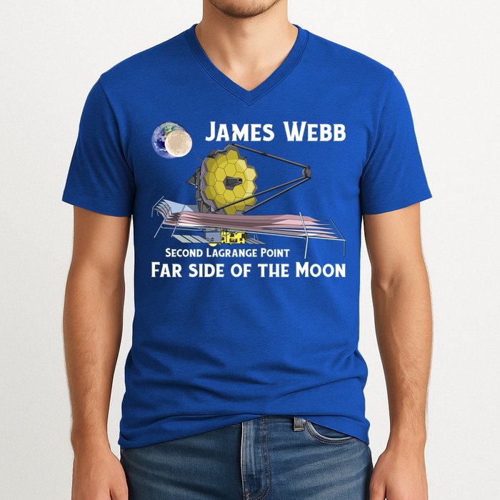 James Webb Space Telescope Moon Earth Second Lagrange Point Gift V-Neck T-Shirt