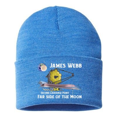 James Webb Space Telescope Moon Earth Second Lagrange Point Gift Sustainable Knit Beanie