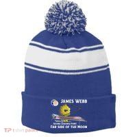 James Webb Space Telescope Moon Earth Second Lagrange Point Gift Stripe Pom Pom Beanie