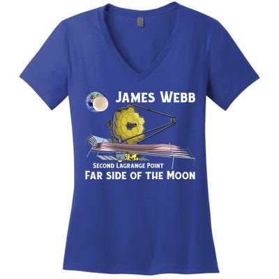 James Webb Space Telescope Moon Earth Second Lagrange Point Gift Women's V-Neck T-Shirt
