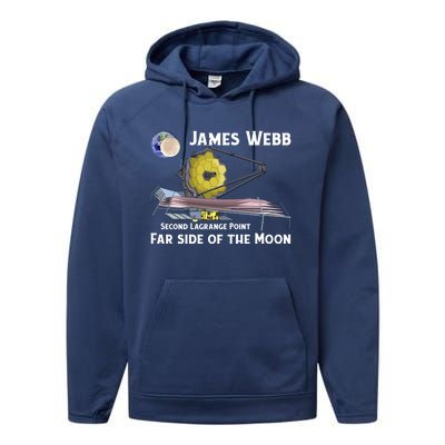 James Webb Space Telescope Moon Earth Second Lagrange Point Gift Performance Fleece Hoodie