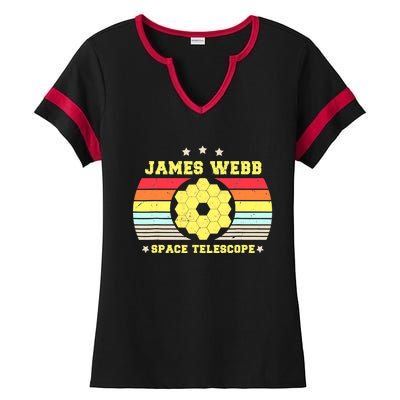 James Webb Space Telescope Retro JWST Vintage Webb Telescope Ladies Halftime Notch Neck Tee