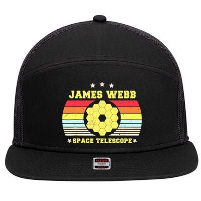 James Webb Space Telescope Retro JWST Vintage Webb Telescope 7 Panel Mesh Trucker Snapback Hat