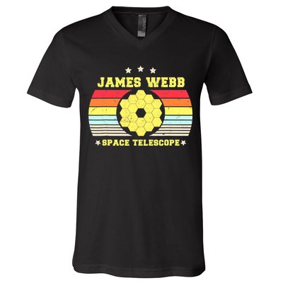 James Webb Space Telescope Retro JWST Vintage Webb Telescope V-Neck T-Shirt