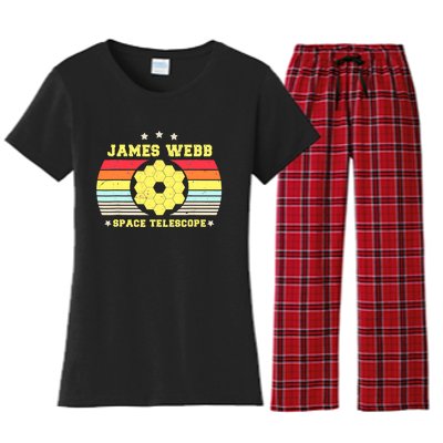 James Webb Space Telescope Retro JWST Vintage Webb Telescope Women's Flannel Pajama Set