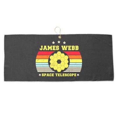 James Webb Space Telescope Retro JWST Vintage Webb Telescope Large Microfiber Waffle Golf Towel