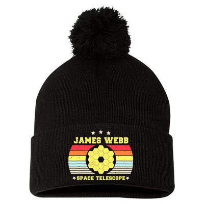 James Webb Space Telescope Retro JWST Vintage Webb Telescope Pom Pom 12in Knit Beanie