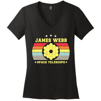 James Webb Space Telescope Retro JWST Vintage Webb Telescope Women's V-Neck T-Shirt