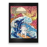 Japanese Wave Surfing Cat Art Japanese Mount Fuji Sunset Poster