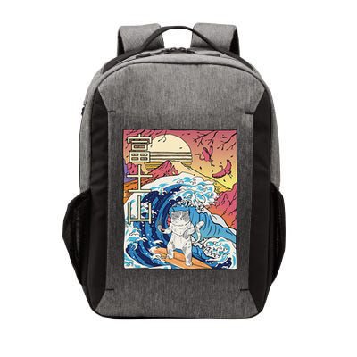 Japanese Wave Surfing Cat Art Japanese Mount Fuji Sunset Vector Backpack