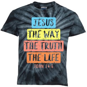 Jesus Way Truth Life John 146 Easter Religious Kids Tie-Dye T-Shirt