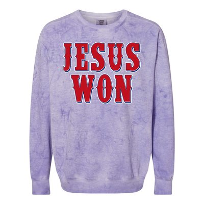 Jesus Won Texas Baseball Fan Colorblast Crewneck Sweatshirt