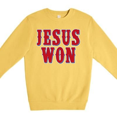 Jesus Won Texas Baseball Fan Premium Crewneck Sweatshirt