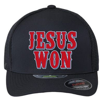 Jesus Won Texas Baseball Fan Flexfit Unipanel Trucker Cap