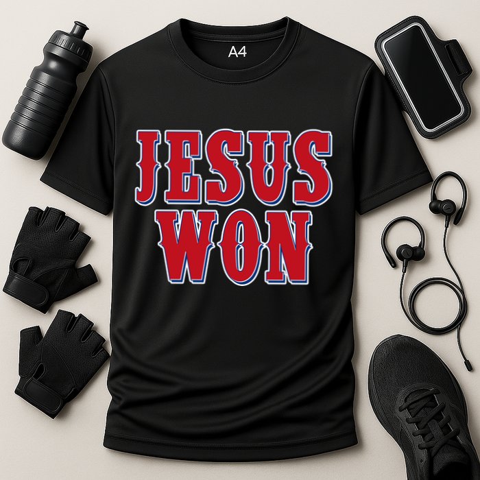 Jesus Won Texas Baseball Fan Cooling Performance Crew T-Shirt