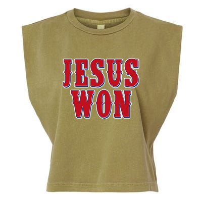 Jesus Won Texas Baseball Fan Garment-Dyed Women's Muscle Tee