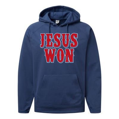 Jesus Won Texas Baseball Fan Performance Fleece Hoodie