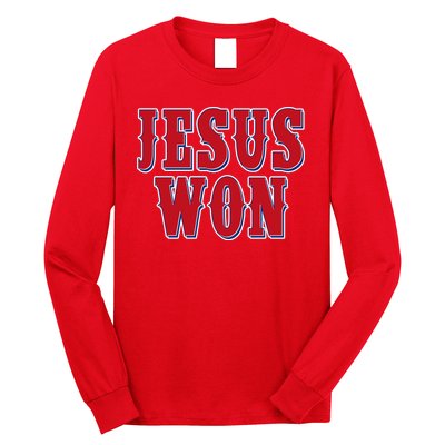 Jesus Won Texas Baseball Fan Long Sleeve Shirt