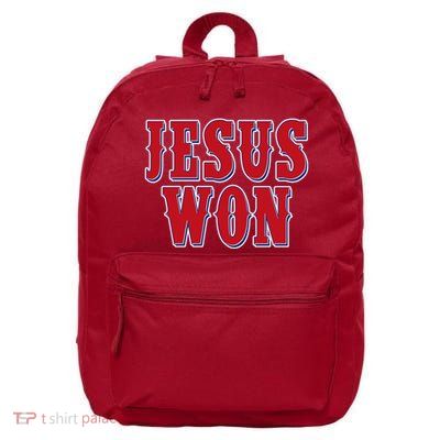 Jesus Won Texas Baseball Fan 16 in Basic Backpack