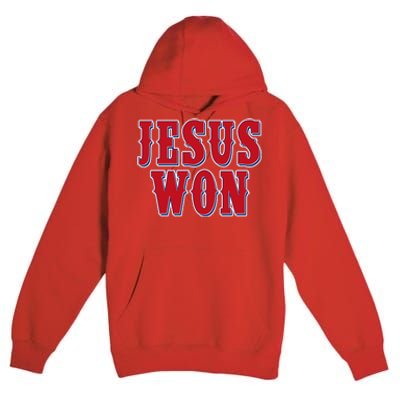 Jesus Won Texas Baseball Fan Premium Pullover Hoodie