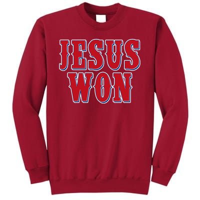 Jesus Won Texas Baseball Fan Tall Sweatshirt