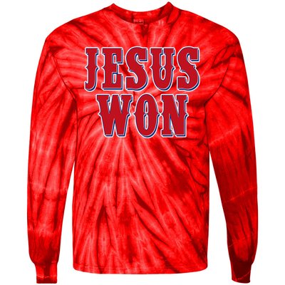 Jesus Won Texas Baseball Fan Tie-Dye Long Sleeve Shirt