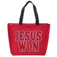 Jesus Won Texas Baseball Fan Zip Tote Bag