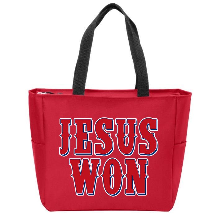 Jesus Won Texas Baseball Fan Zip Tote Bag