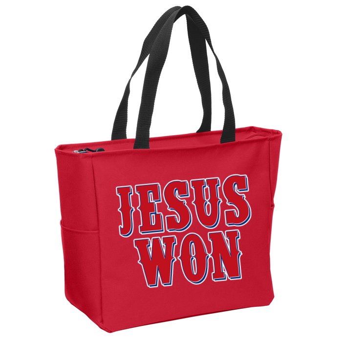 Jesus Won Texas Baseball Fan Zip Tote Bag