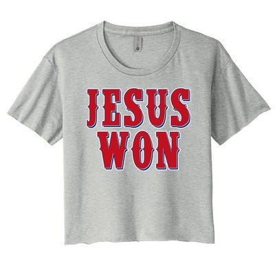 Jesus Won Texas Baseball Fan Women's Crop Top Tee