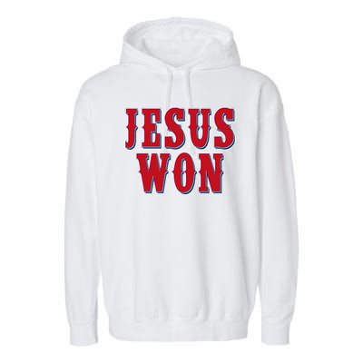 Jesus Won Texas Baseball Fan Garment-Dyed Fleece Hoodie