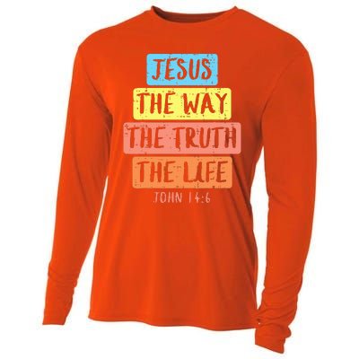 Jesus Way Truth Life John 146 Easter Religious Cooling Performance Long Sleeve Crew