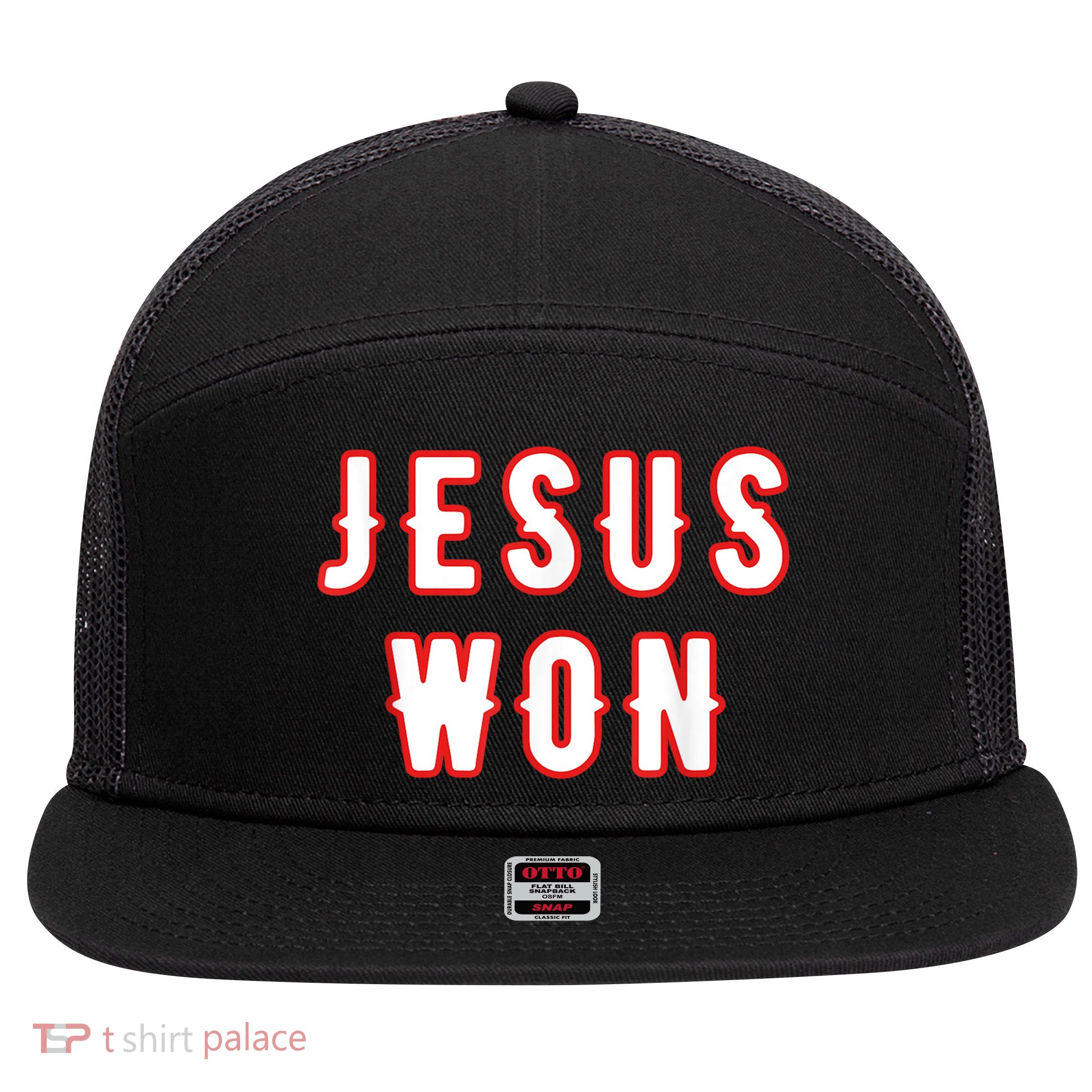 Jesus Won Texas 7 Panel Mesh Trucker Snapback Hat