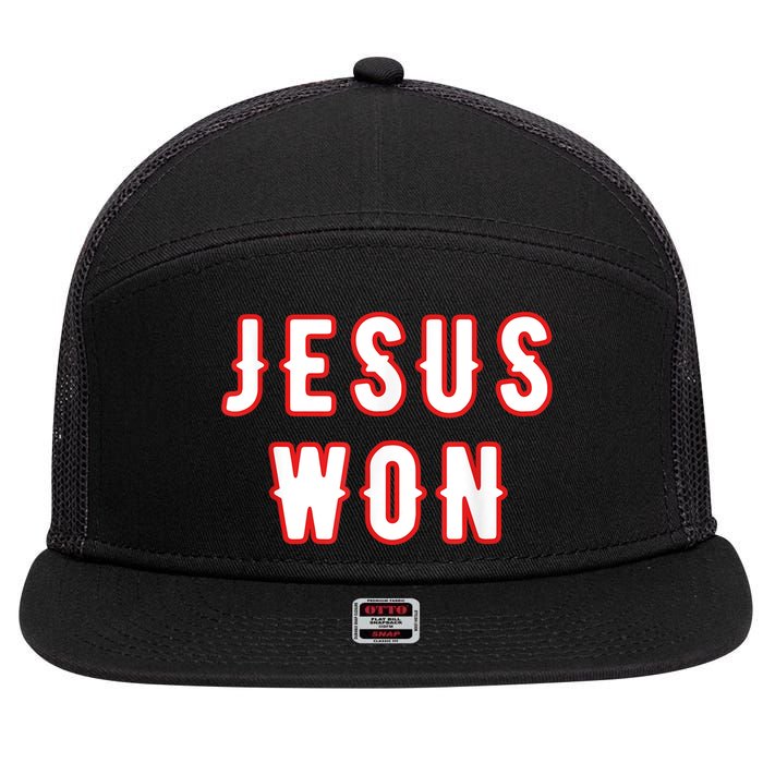 Jesus Won Texas 7 Panel Mesh Trucker Snapback Hat