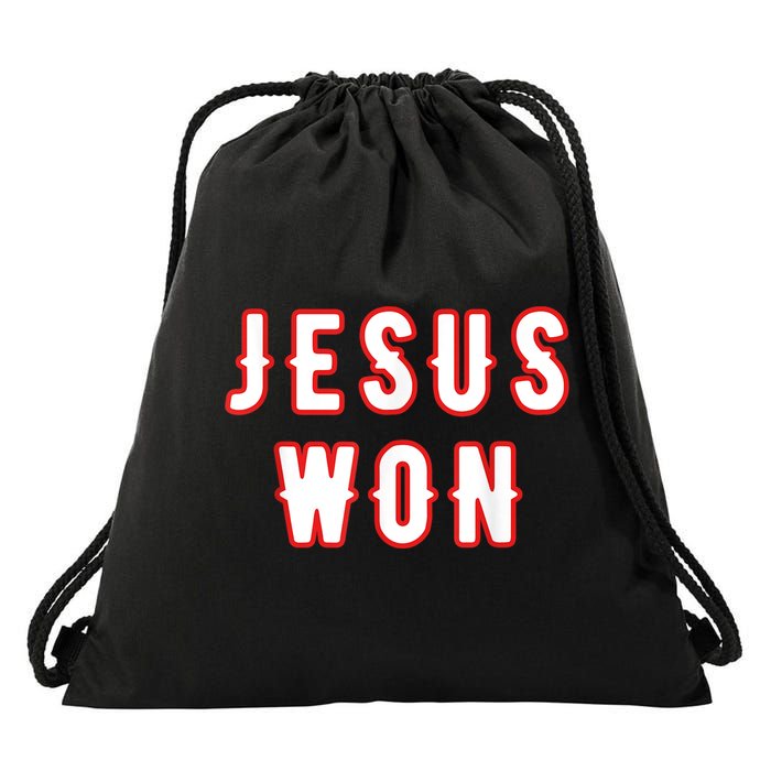 Jesus Won Texas Drawstring Bag