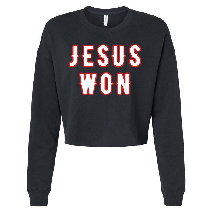 Jesus Won Texas Cropped Pullover Crew