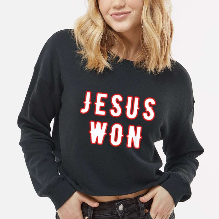 Jesus Won Texas Cropped Pullover Crew