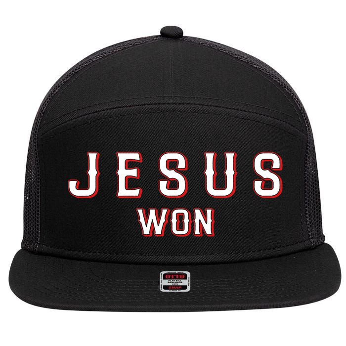 Jesus Won Texas 7 Panel Mesh Trucker Snapback Hat