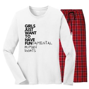 Just Want To Have Fundamental Human Rights Feminist Women's Long Sleeve Flannel Pajama Set 