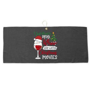 Just Want To Wine And Watch Christmas Movies Funny Gift Large Microfiber Waffle Golf Towel