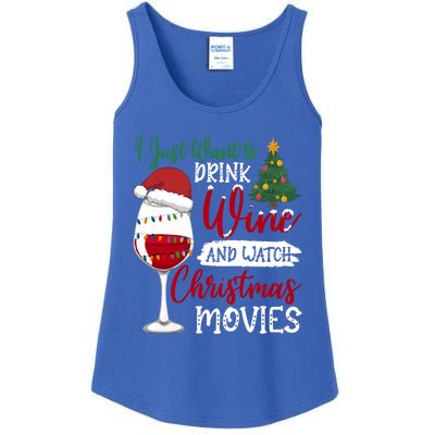 Just Want To Wine And Watch Christmas Movies Funny Gift Ladies Essential Tank