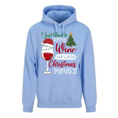 Just Want To Wine And Watch Christmas Movies Funny Gift Unisex Surf Hoodie