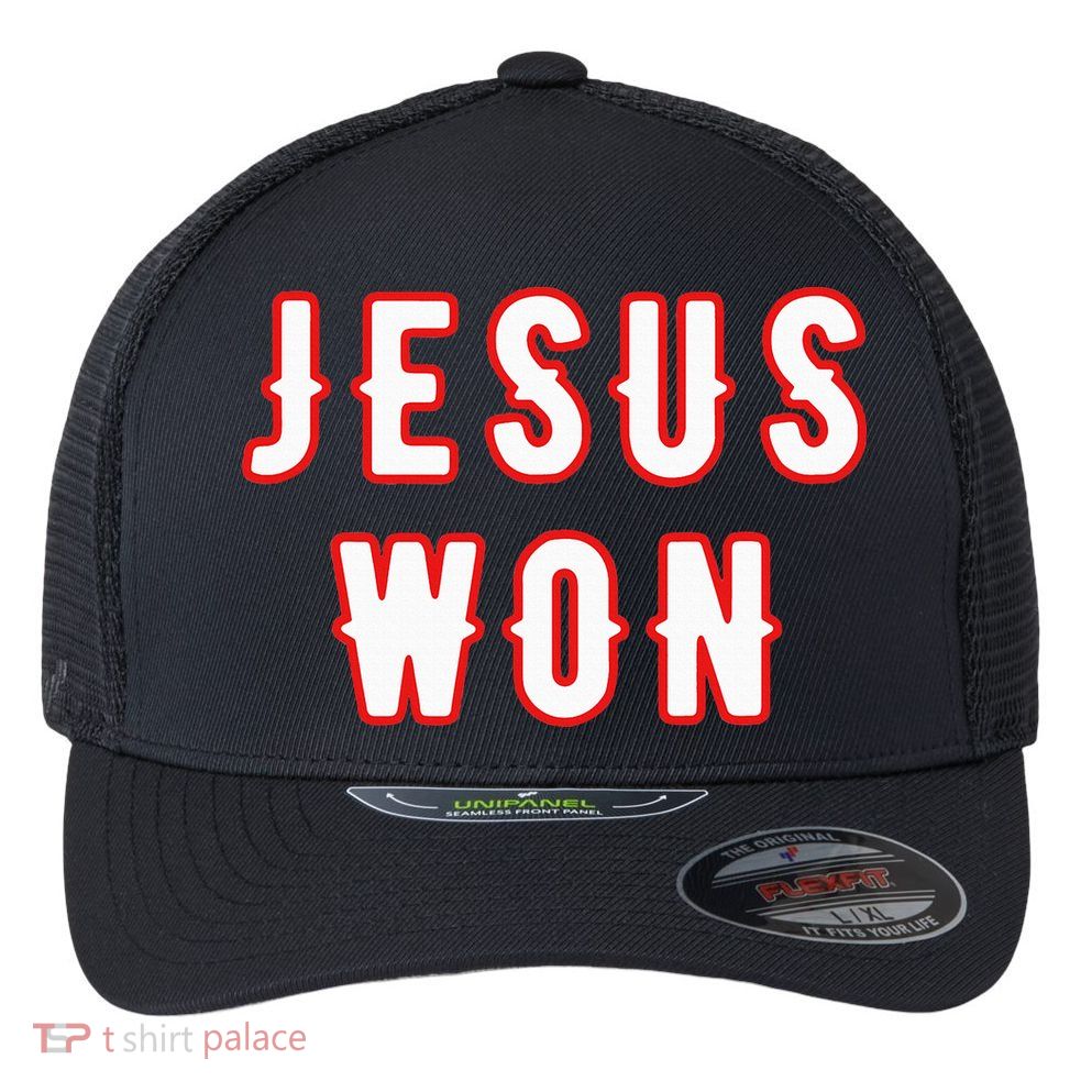jesus won Texas Flexfit Unipanel Trucker Cap