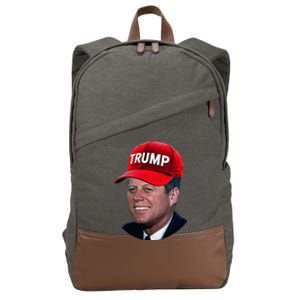 Jfk Wearing Trump Hat Funny John F Kennedy Meme Graphic 2024 Cotton Canvas Backpack