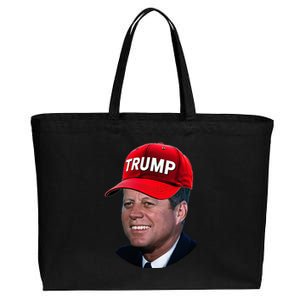 Jfk Wearing Trump Hat Funny John F Kennedy Meme Graphic 2024 Cotton Canvas Jumbo Tote