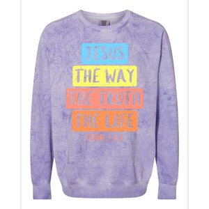 Jesus Way Truth Life John 146 Easter Religious Colorblast Crewneck Sweatshirt