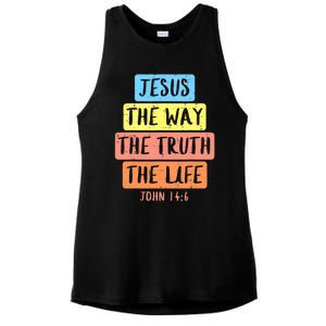 Jesus Way Truth Life John 146 Easter Religious Ladies PosiCharge Tri-Blend Wicking Tank