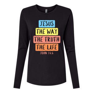 Jesus Way Truth Life John 146 Easter Religious Womens Cotton Relaxed Long Sleeve T-Shirt