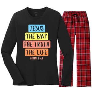 Jesus Way Truth Life John 146 Easter Religious Women's Long Sleeve Flannel Pajama Set 